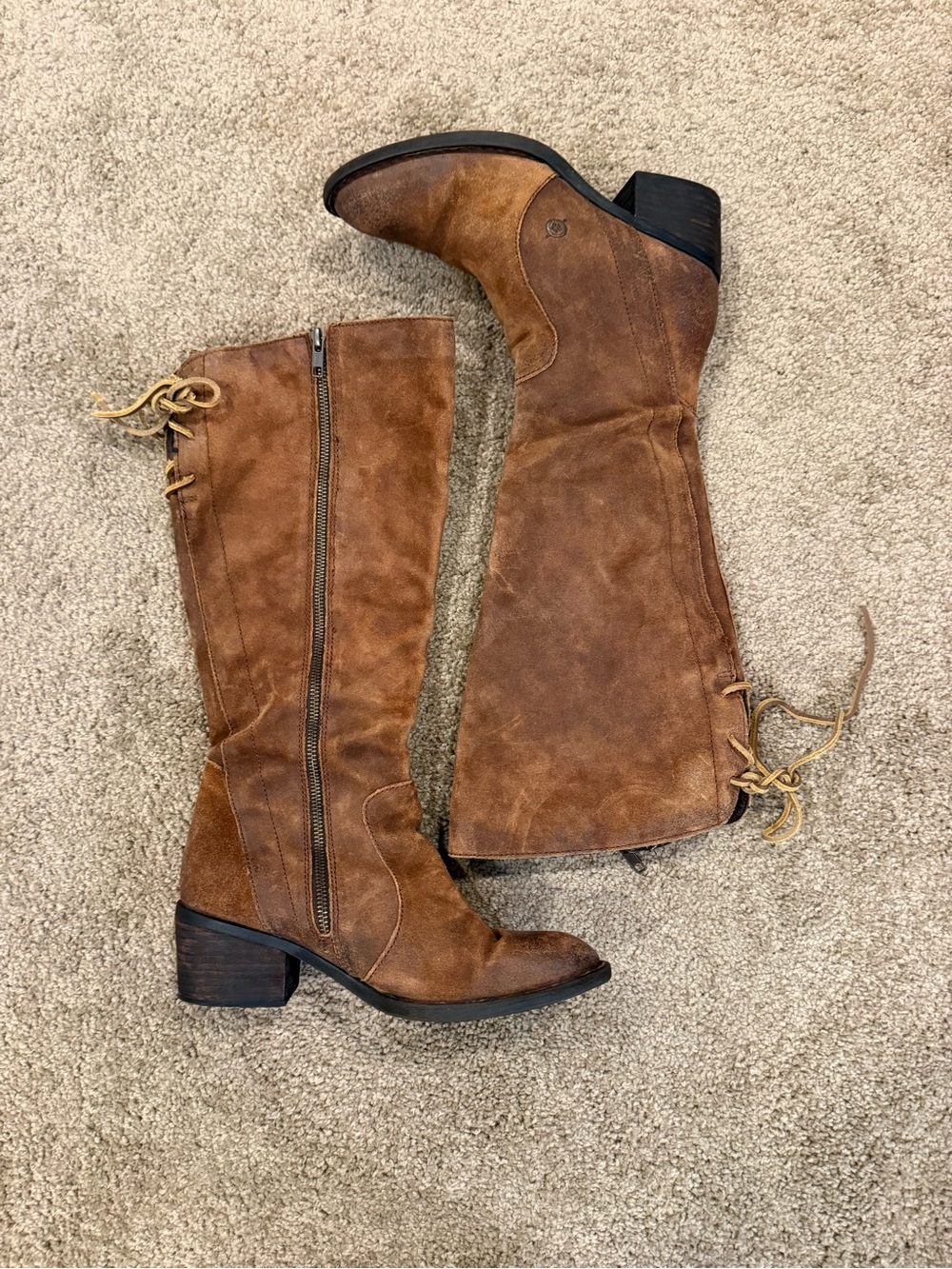 Born Wide Calf Zip Up Suede Boot